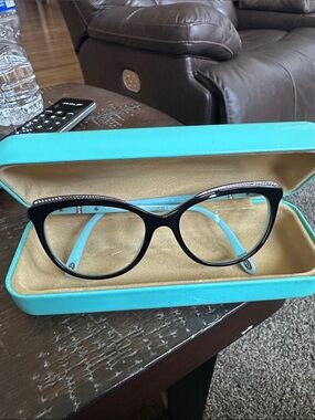 Tiffany & Co. Black Cat-Eye Glasses with Turquoise Temples